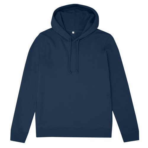 Sudadera con capucha azul marino para mujer de algodn orgnico y polister reciclado.