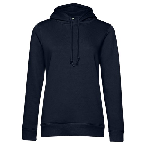 Sudadera con capucha azul marino de algodn orgnico y polister reciclado.