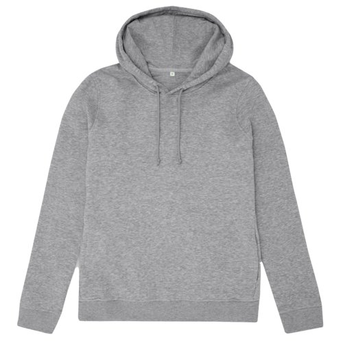 Sudadera con capucha gris jaspeado de algodn y polister con cordn.