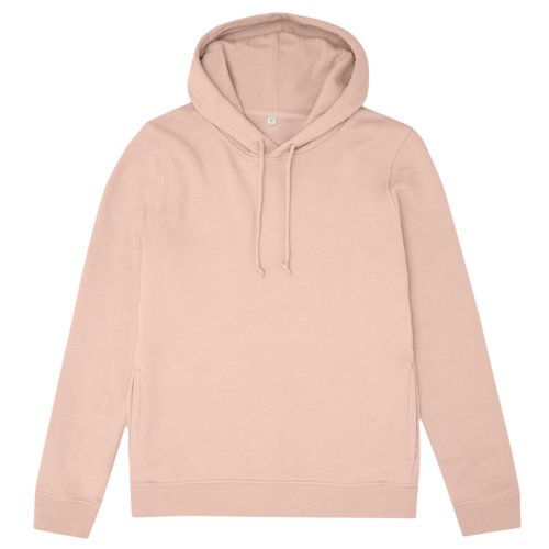 Sudadera con capucha rosa claro de algodn orgnico y polister reciclado con capucha y cordn.