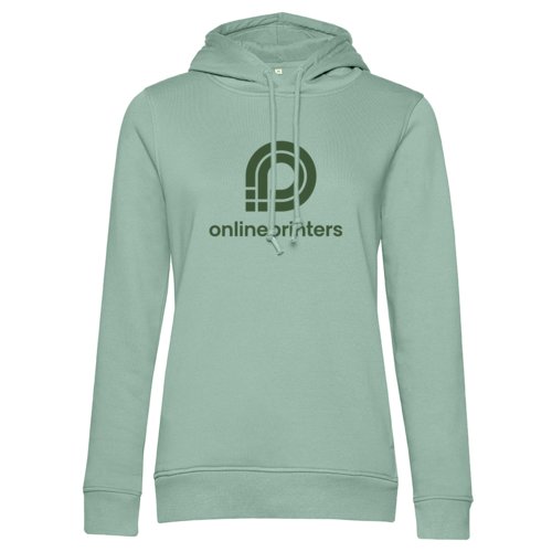 Sudadera con capucha verde de algodn para mujer con capucha y cordn ajustable.