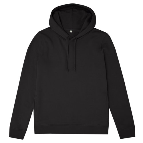 Sudadera con capucha negra de mezcla de algodn con cordn, para mujer.