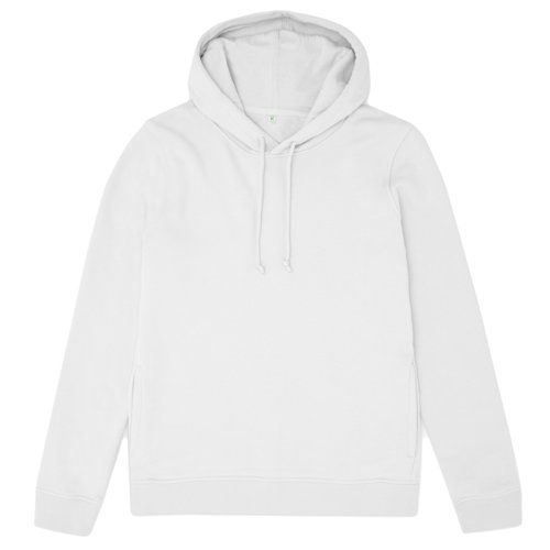Sudadera blanca de algodn y polister con capucha y cordn.