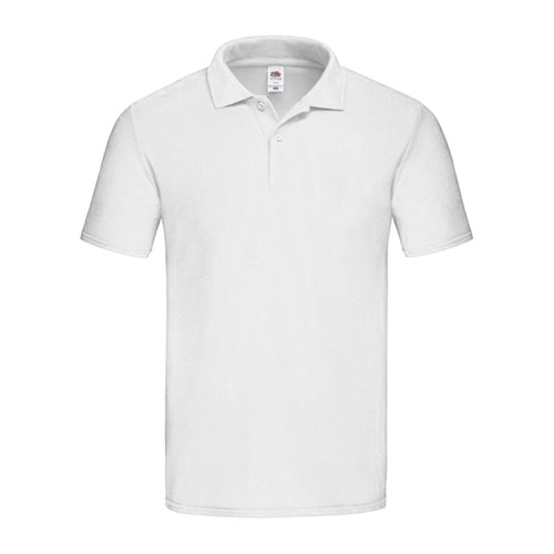 Polo blanco de algodn para hombre con tapeta de botones corta.