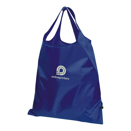 Bolsa transformable azul oscuro de material ligero con cordn.