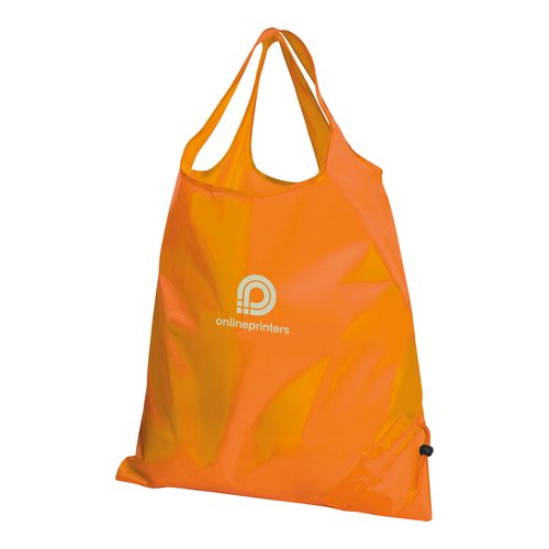 Bolsa transformable naranja de material ligero con cordn.