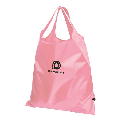 Bolsa rosa de tela ligera con cordn.