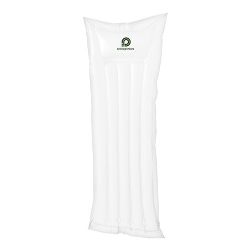 Colchoneta hinchable blanca de plstico con reposacabezas.