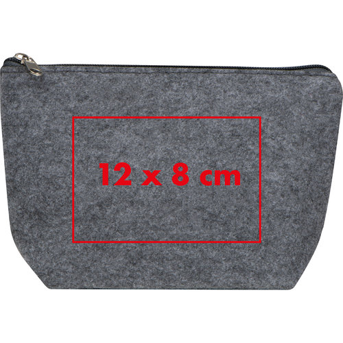 Neceser gris RPET con cremallera.
