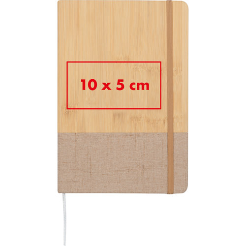 Cuaderno con tapa de bamb y goma elstica.