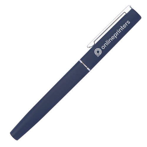 Set de escritura azul oscuro con bolgrafo y estuche.