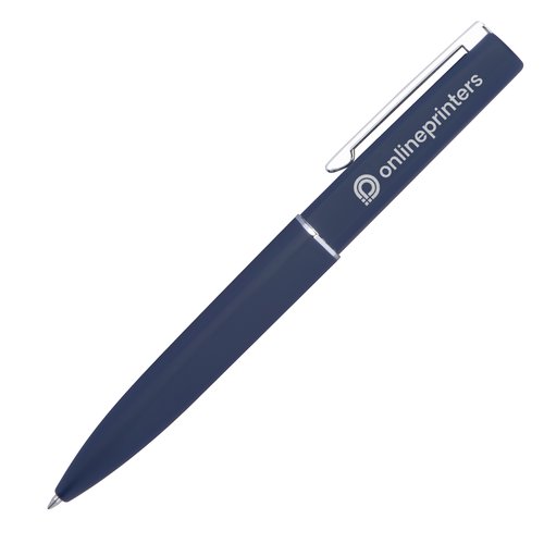 Set de escritura azul oscuro con bolgrafo y estuche.