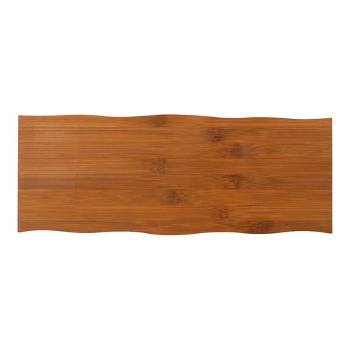 Tabla de bamb marrn con borde ondulado.