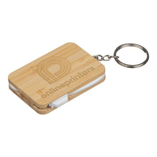 Llavero beige de bamb con anilla metlica.