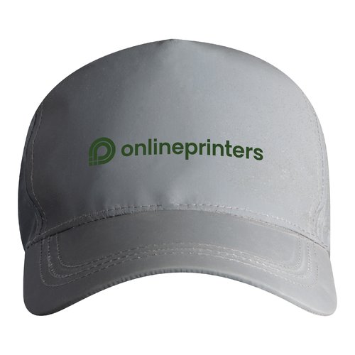 Gorra de bisbol reflectante con correa ajustable.