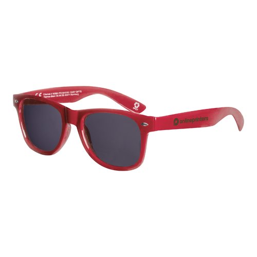 Gafas de sol rojas de RPET con lentes oscuras.