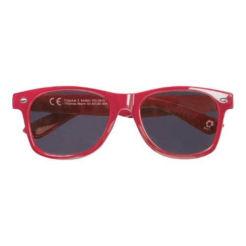 Gafas de sol rojas hechas de material RPET.