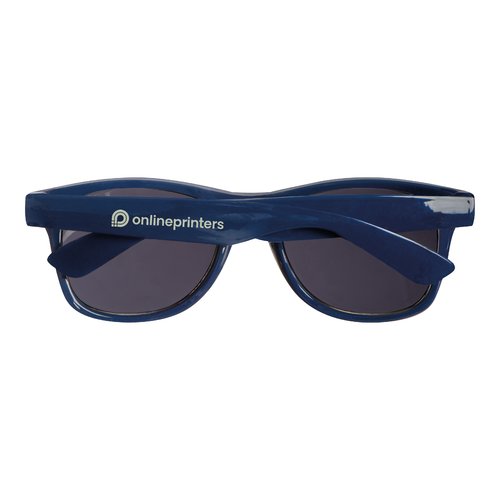 Gafas de sol RPET azul oscuro con lentes oscuras.