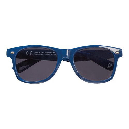 Gafas de sol RPET azul oscuro con diseo clsico.