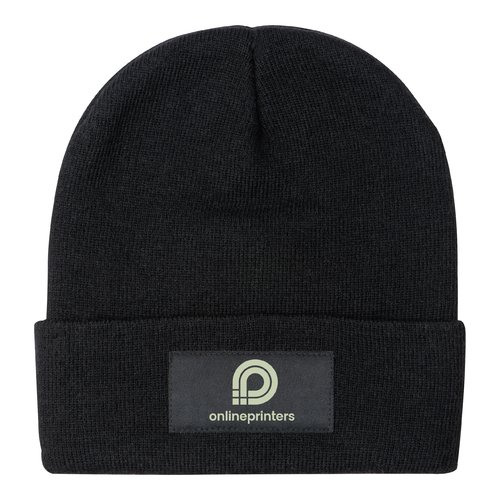 Gorro de punto negro con luz LED.