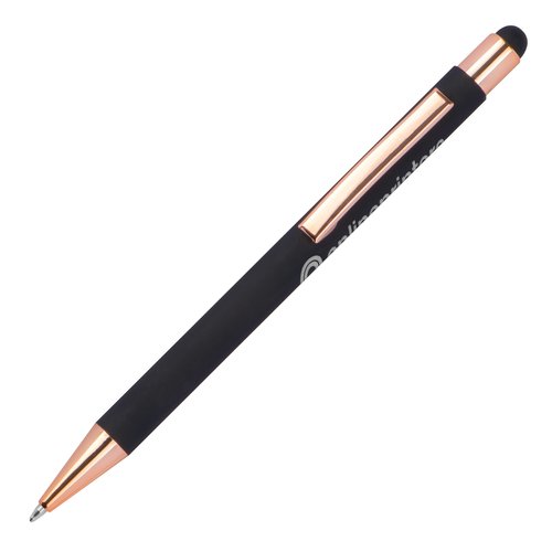 Bolgrafo negro de metal con punta de lpiz tctil.