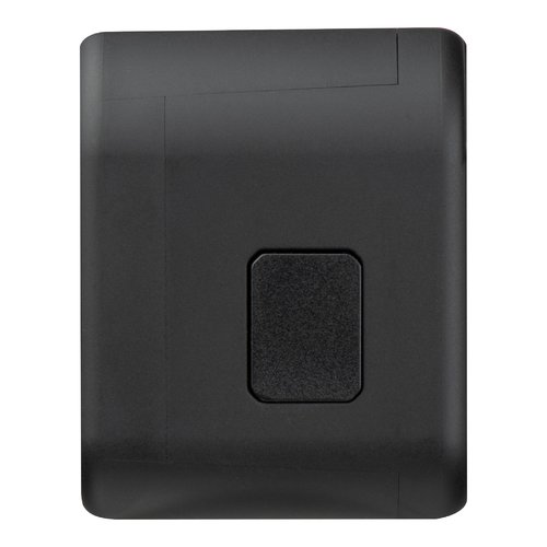Adaptador de viaje negro con enchufes intercambiables.