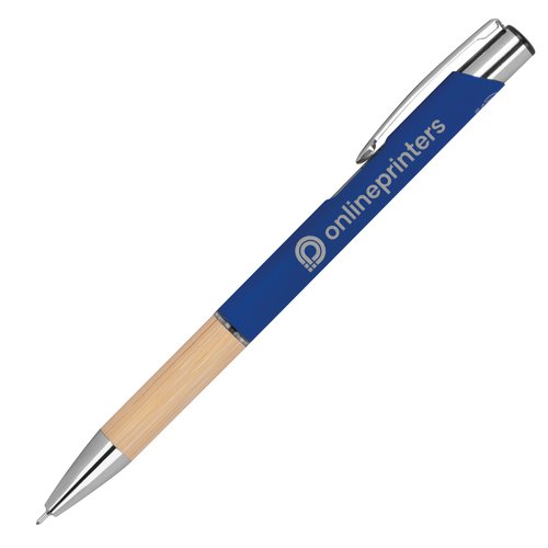 Bolgrafo de gel azul reciclado con botn pulsador.
