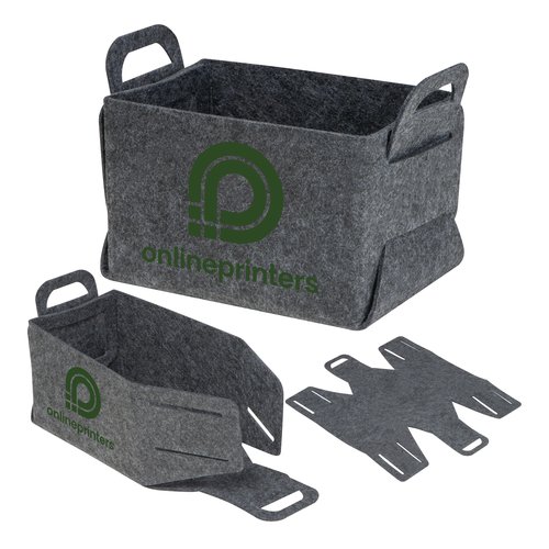 Cesta plegable de RPET antracita con asas.