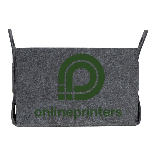 Cesta plegable gris de RPET con asas de transporte.