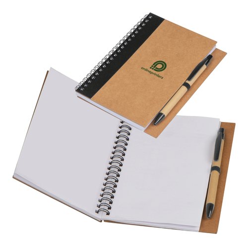 Cuaderno de espiral negro con pginas de papel.