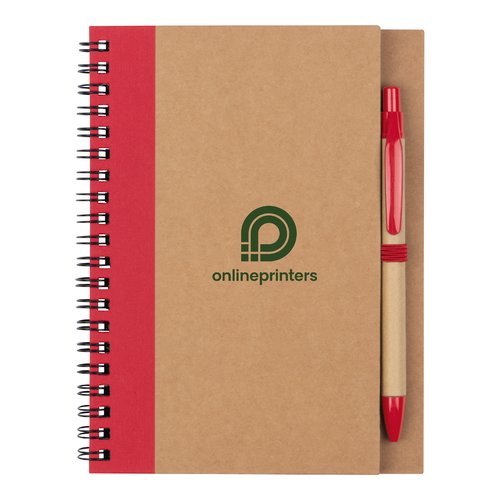 Bloc de notas rojo con encuadernacin en espiral.