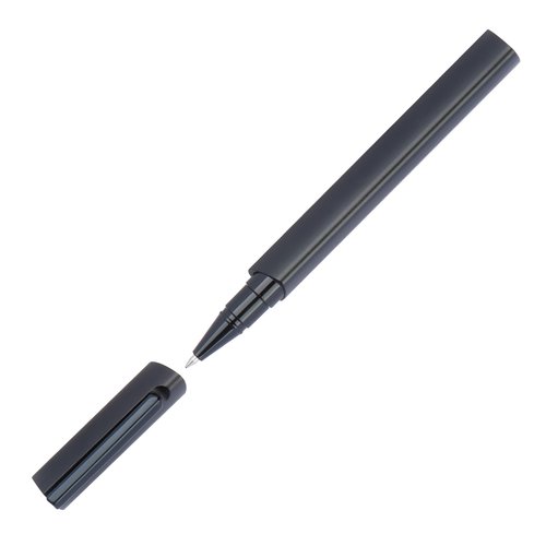 Set de escritura de plstico negro con bolgrafo y estuche.