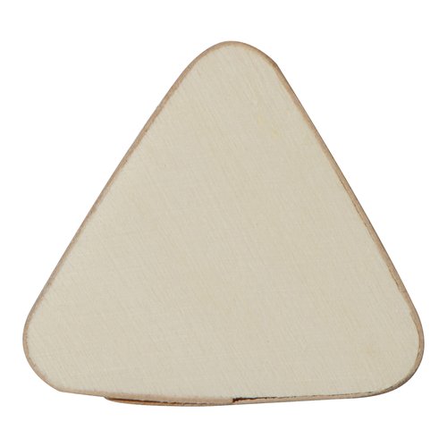 Set de escritura de madera beige con forma triangular.