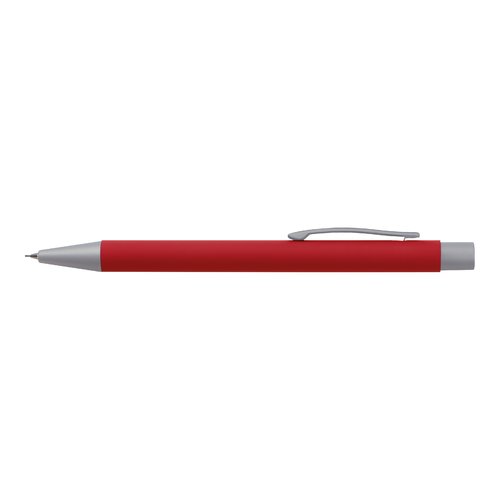 Set de escritura rojo con bolgrafo y pluma con clip.