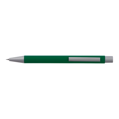 Set de escritura verde con bolgrafo y estuche.