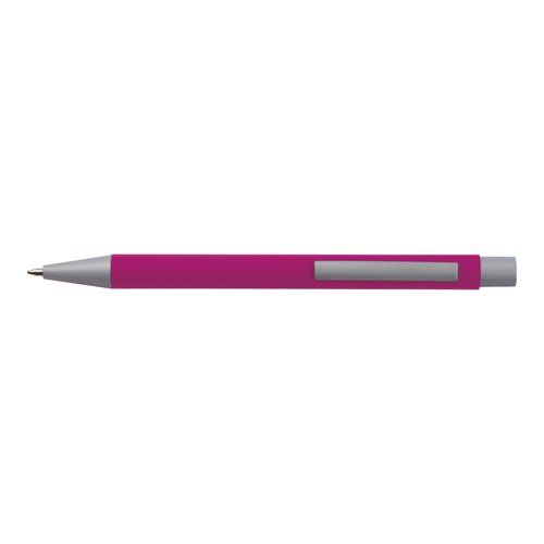 Set de escritura rosa con bolgrafo y estuche.