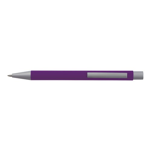 Set de escritura prpura con bolgrafo y estuche.