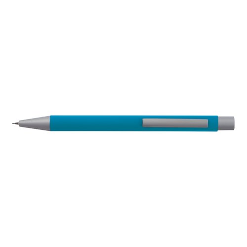 Set de escritura azul claro con bolgrafo y estuche.