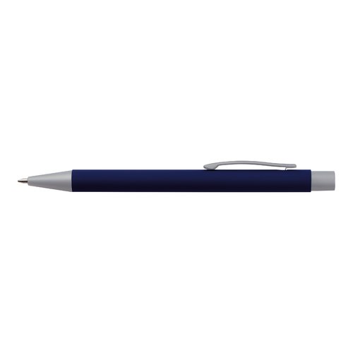 Set de escritura azul oscuro con bolgrafo y estuche.