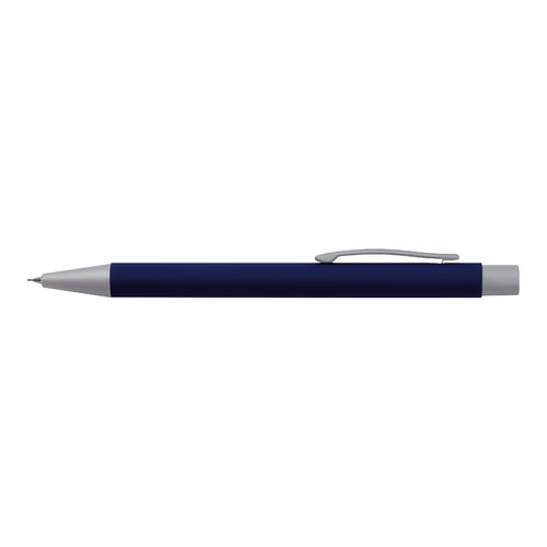 Set de escritura azul oscuro con bolgrafo y estuche.