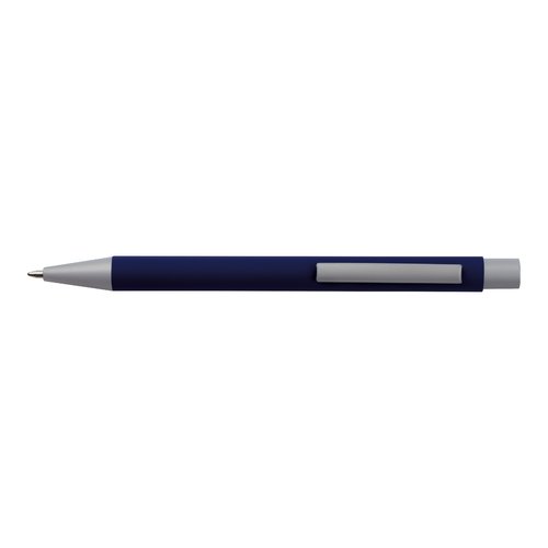 Juego de escritura azul oscuro con bolgrafo y estuche.