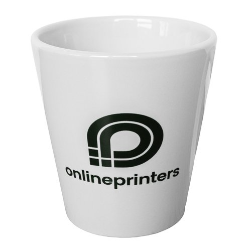 Taza de cermica blanca con forma cnica.
