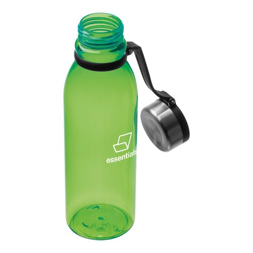 Botella de agua de plstico verde manzana con tapa.