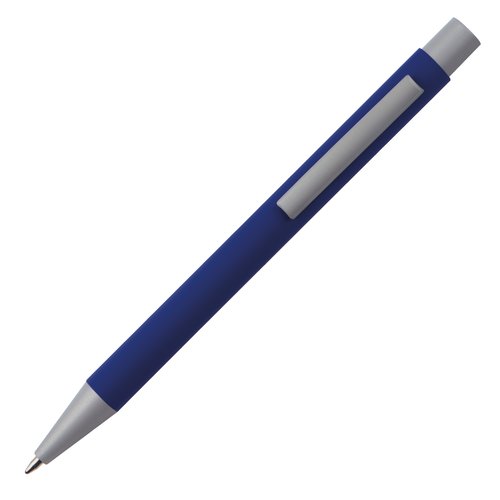 Bolgrafo de plstico azul con clip.