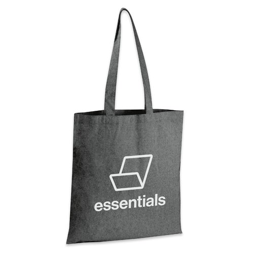 Bolsa negra de algodn reciclado con asas.