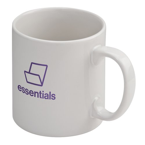 Taza blanca de cermica con asa.