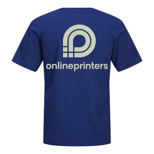 Camiseta azul oscuro de algodn orgnico con mangas cortas y corte recto.