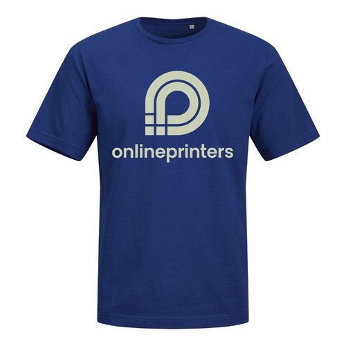 Camiseta azul oscuro de algodn orgnico con mangas cortas.