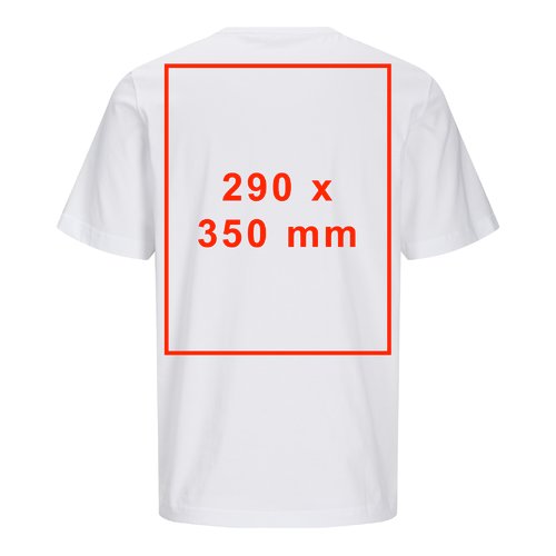 Camiseta blanca de algodn con mangas cortas y cuello redondo, corte unisex.