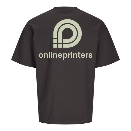 Camiseta unisex de gran tamao en color antracita, hecha de algodn orgnico.